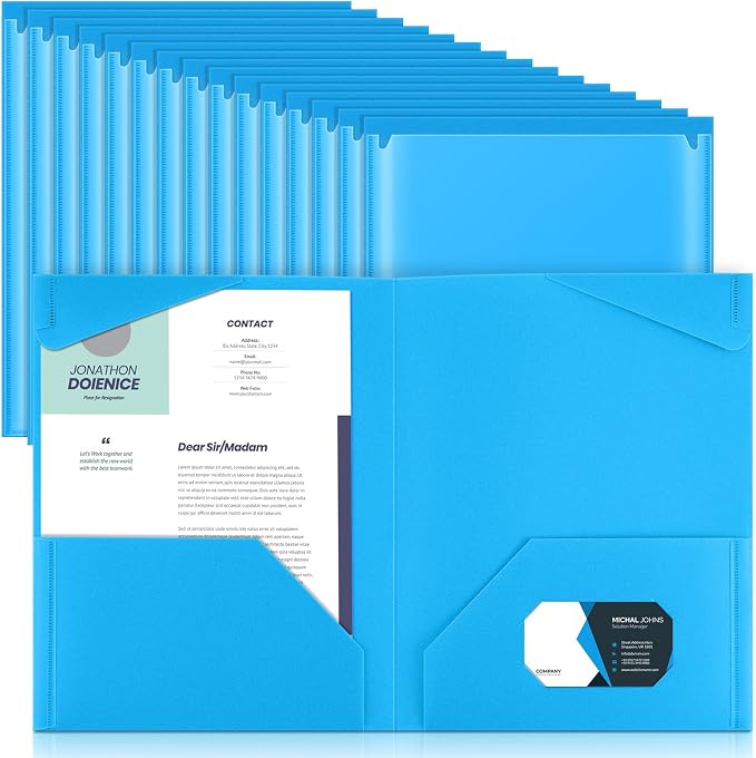 Henoyso 36 Pack Lake Blue Plastic Folders by Henoyso