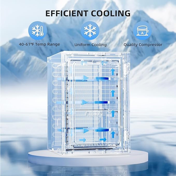 Antarctic Star 18L Beverage Refrigerator Cooler 24Can, Mini Fridge with Quiet Compressor, LED Light,Freestanding Small Fridge with Electronic Temperature Control for Home and Bar(40-61 ℉)-DeskLoop Office