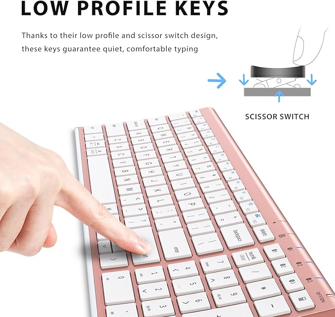 iClever BK10 Bluetooth Keyboard, Universal Bluetooth 5.1 Wireless Keyboard with Number Pad, Ergonomic Design, Multi-Device Compatibility, Stable Connection for Mac, iPad, iPhone, Android, Windows-DeskLoop Office