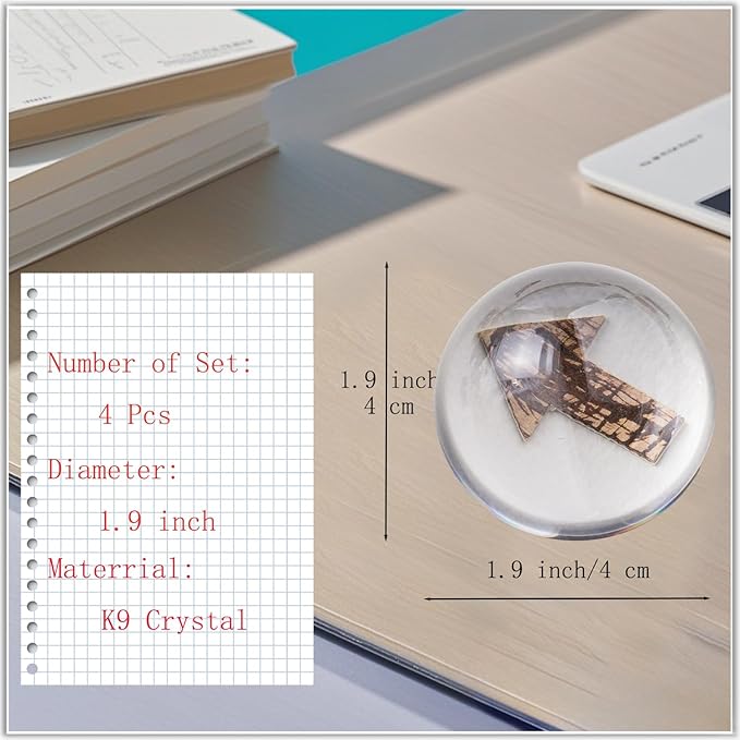 Bluwtoclan 4 Pcs Crystal Magnifying Paper Weights, 1.9 inch Clear Dome Paper - Image 2