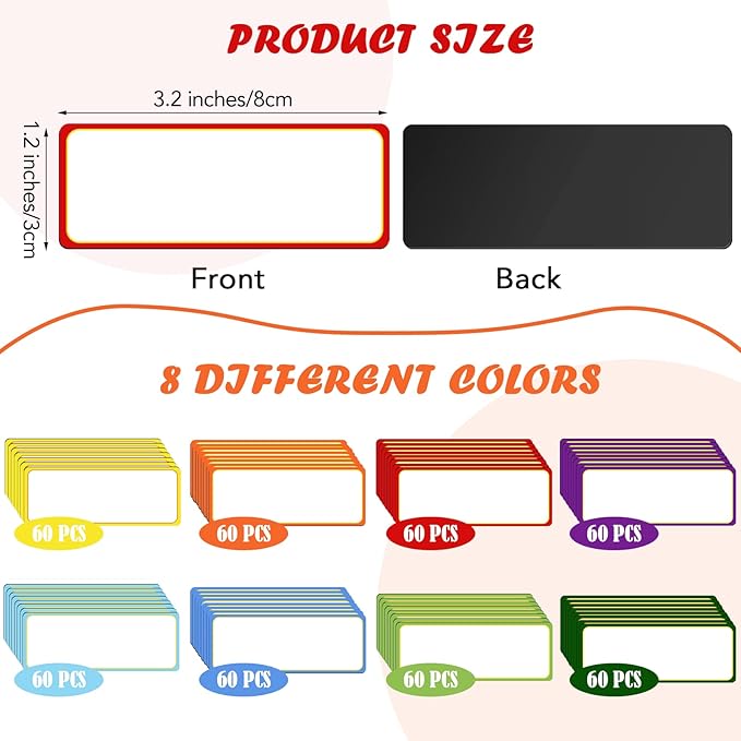 Yexiya 480 Pcs Magnetic Dry Erase Labels, Reusable Blank Strips - Image 2