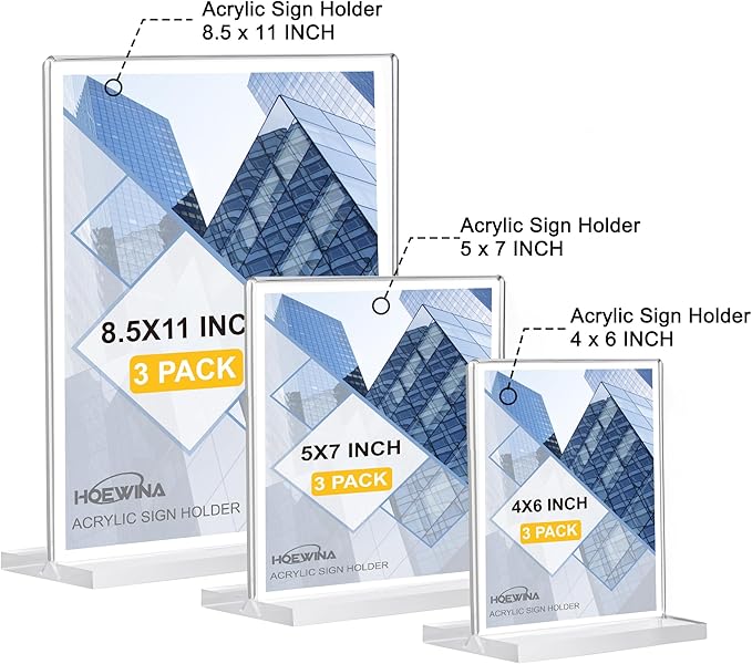 Hoewina Acrylic Sign Holder 5 x 7 Inch 3 Pack - Image 7