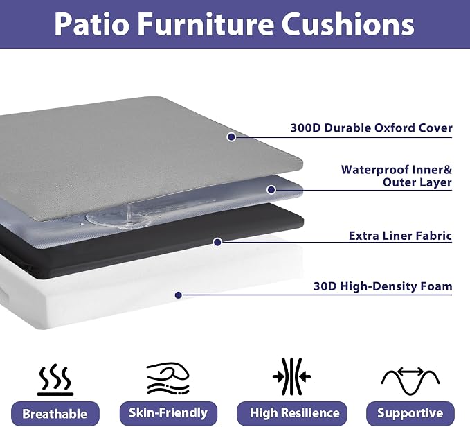 IPYNBAP Outdoor Chair Cushions Set of 4 -Waterproof Outdoor Seat Cushions - Image 2