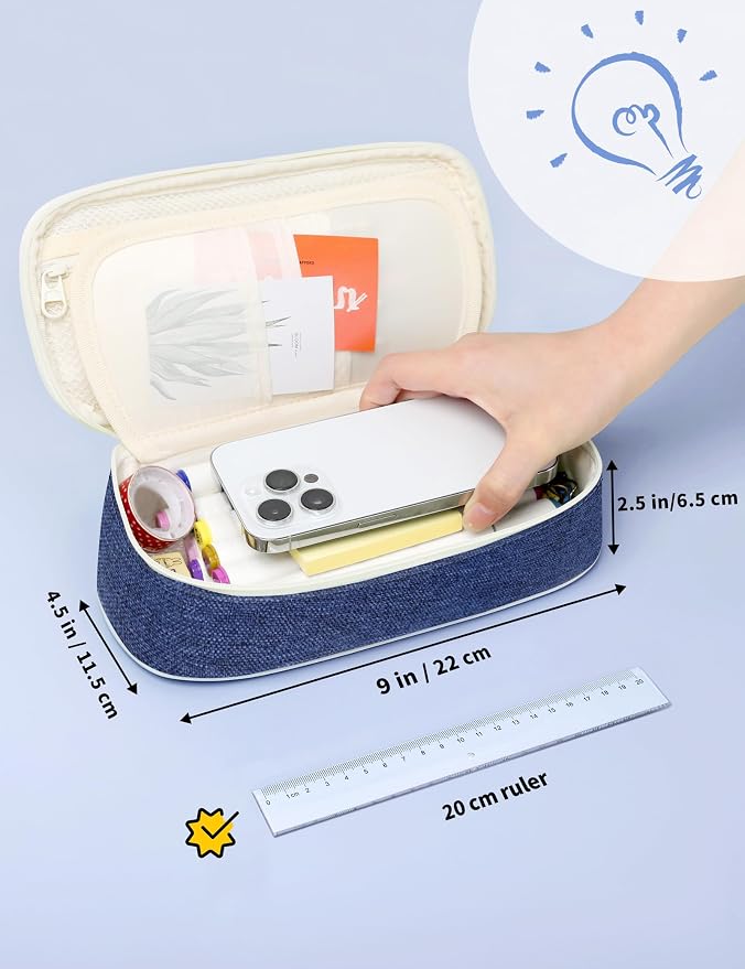 SUNEE Cute Pencil Case, Aesthetic Pen Pouch, Colored Large Pencil Bag - Image 4