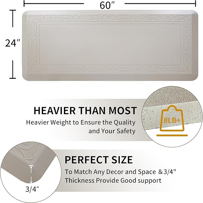 24 x 60 Inch Extra Support Anti Fatigue Comfort Kitchen Mat, Waterproof Long Kitchen Runner, Non-Slip Standing Desk Mat, Commercial Pads for Offices, Home, Garages (Bordeaux Cabblestone, 24'' x 60'')-DeskLoop Office