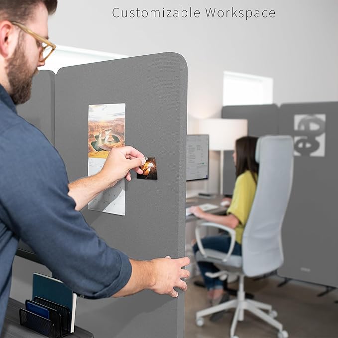 VIVO Freestanding 72 x 66 inch Privacy Panel, Cubicle Divider, Acoustic Wall Partition, x3 24 inch Panels, Gray, PP-3-T072G