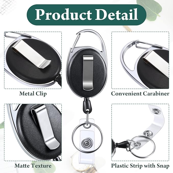 Honoson 50 Pcs Heavy Duty Retractable Badge Reels Batch ID Badge Holder - Image 3
