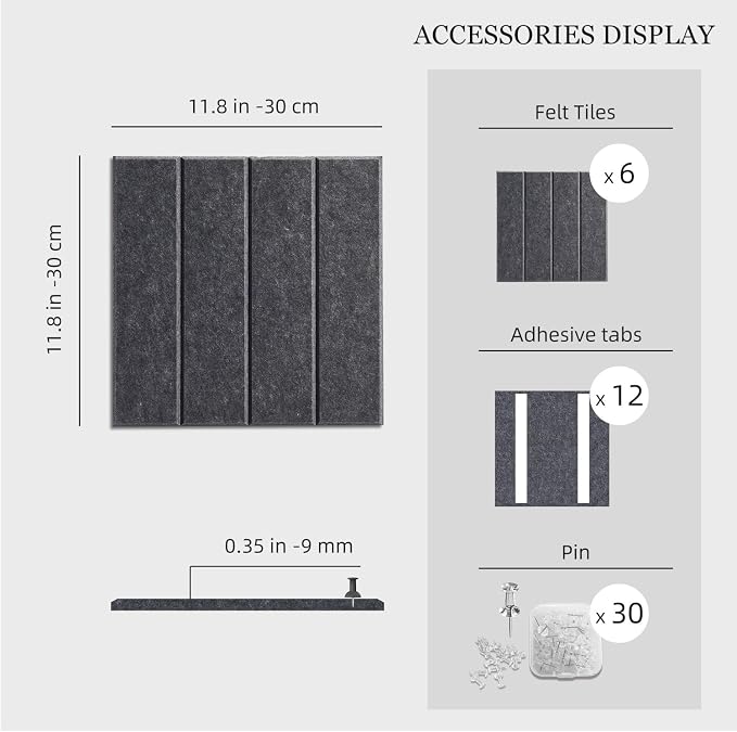 Large Cork Board Strips for Wall, 6 Pack Fabric Wall Tiles - Image 6