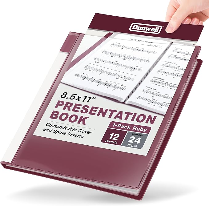 Dunwell Presentation Binder 12-Pocket, Displays 24 Pages, 8.5x11 Portfolio by Dunwell