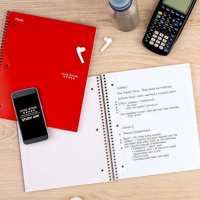 Five Star Spiral Notebook Plus Study App, 1 Subject, College Ruled Paper - Image 6