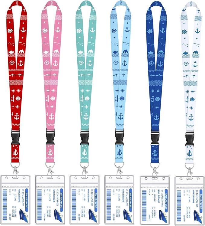 6 Pack Cruise Lanyard for Ship Cards Detachable Lanyards by HONSIO