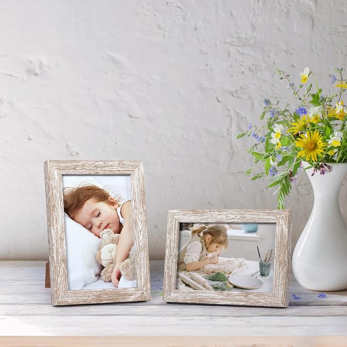Giftgarden 4x6 Picture Frame Distressed Beige White Set of 12 - Image 3