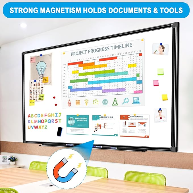 H-Qprobd 60"x40" White Board for Wall Large Magnetic Dry Erase Board with Black Aluminum Frame, Presentation Whiteboard Suitable for Home, Office, Classroom & Kitchen-DeskLoop Office