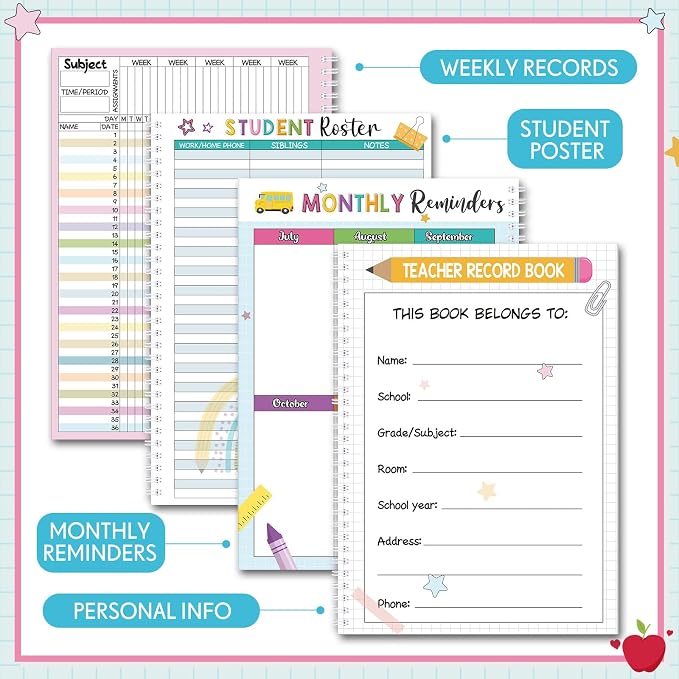 Fuyoooo Teacher Record Book Teacher Grade Books 2026-2027 Spiral Bound Record - Image 4