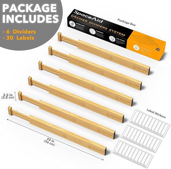 SpaceAid Bamboo Drawer Dividers - Image 3