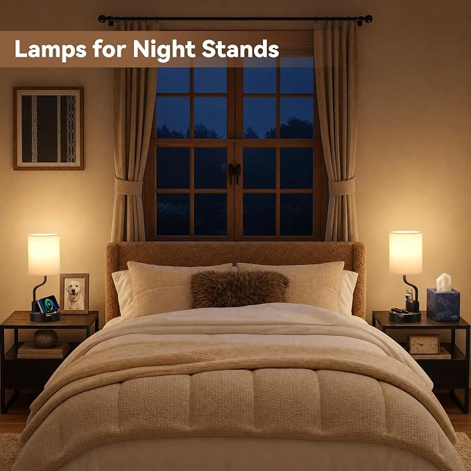 Bedside Table Lamps for Bedroom Set of 2 - Image 3