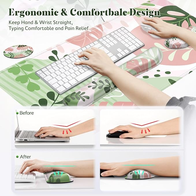 Gimars 4 in 1 Mouse Pad and Keyboard Wrist Rest Set, Large Mouse Pad - Image 6