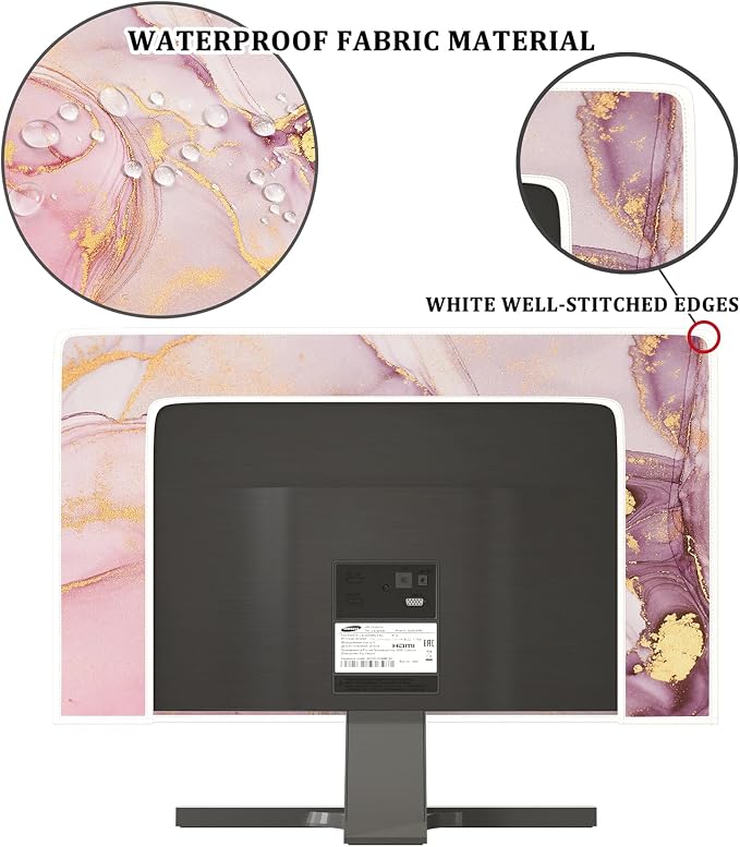 Baocicco Pink Gold Marble Screen TV Cover 32 Inch Decorative Modern Laptop - Image 3