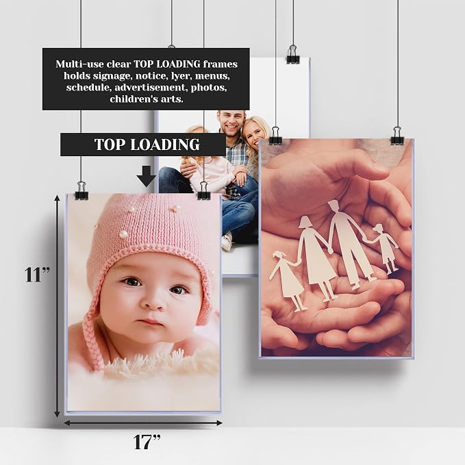 Performore 11" x 17" Heavy Duty Rigid Print Crystal-Clear Toploader Frame - Image 3
