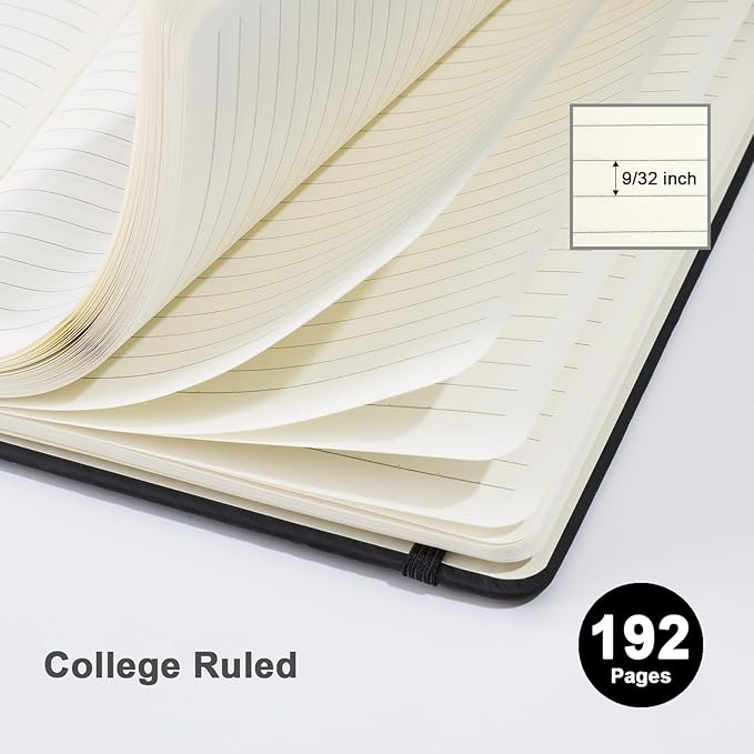 ViVin Lined Journal Notebooks for Work, 192 Pages, Medium 5.5 x 8.3 inch, College Ruled, A5 Hardcover Journaling Notebooks for Writing, 8 Pack Bulk