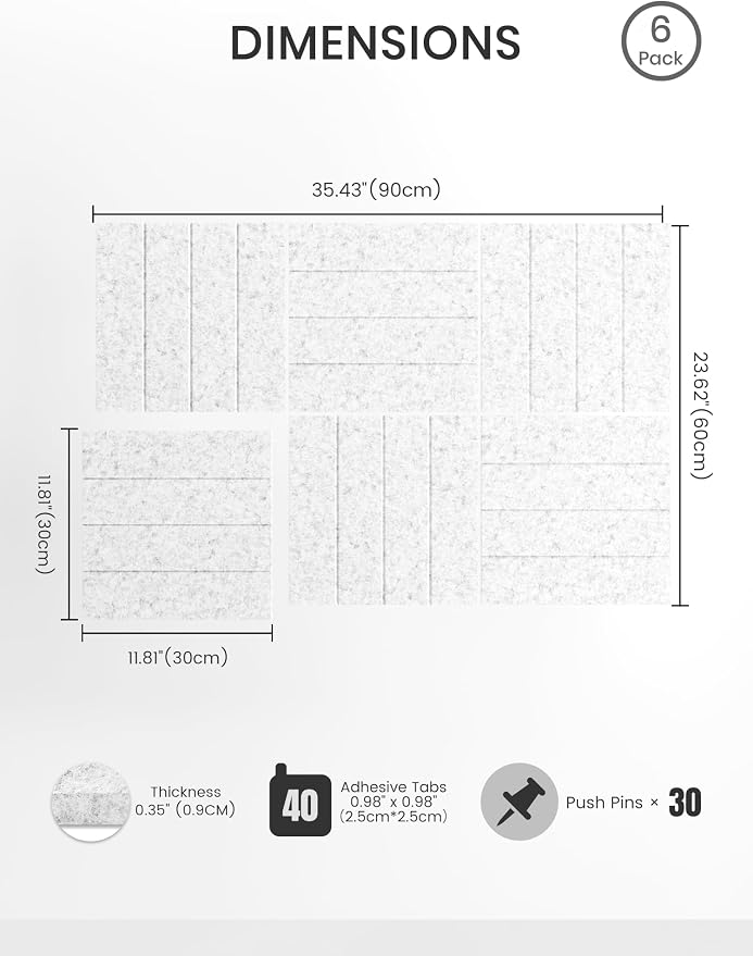 Bumusty Large Cork Board Alternative-36 x 24" Felt Bulletin Board Tiles - Image 2