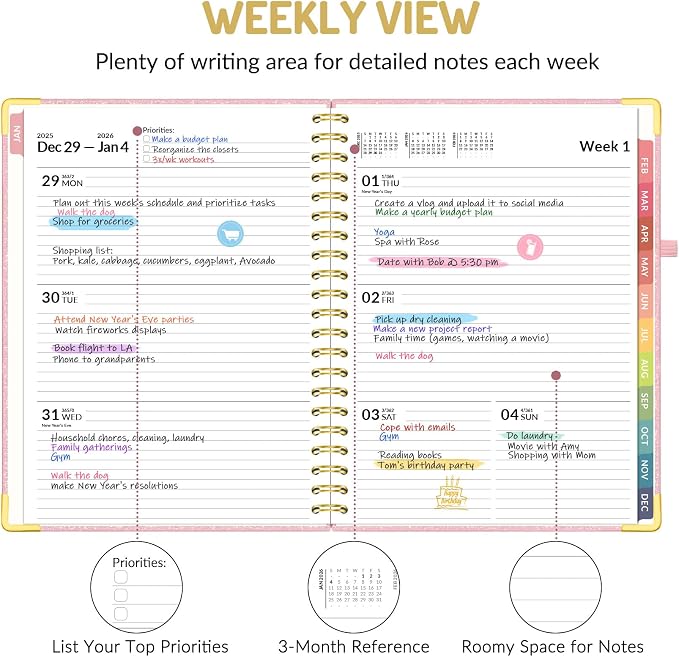 Forvencer 2026 Planner, Hardcover Calendar Planner Weekly and Monthly, Jan 2026 - Image 3