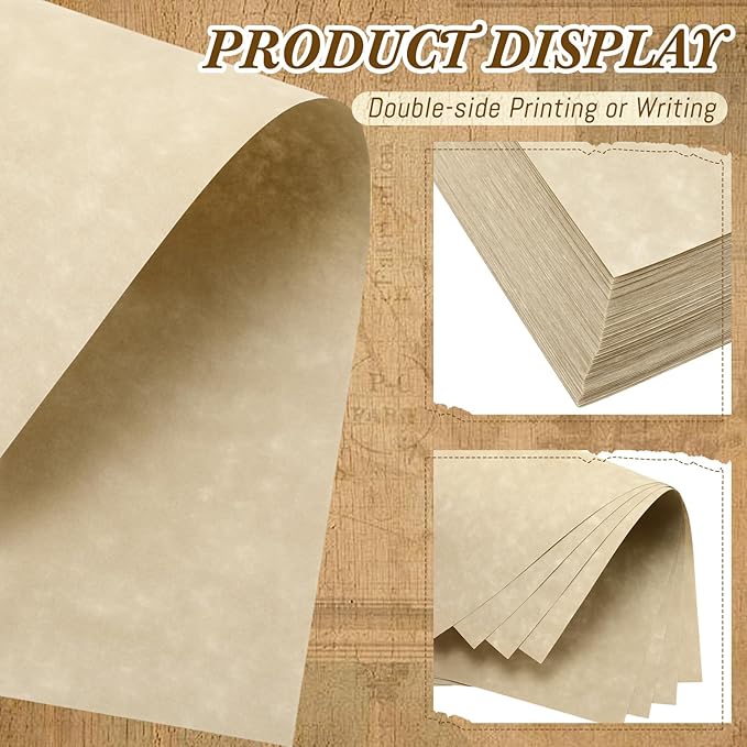 Epakh 200 Pcs Old Age Parchment Paper 8.5 x 11 Inch Standard Letter Vintage Colored Old Parchment Semblance Double Side Printing Paper (Fragrant Wood)-DeskLoop Office