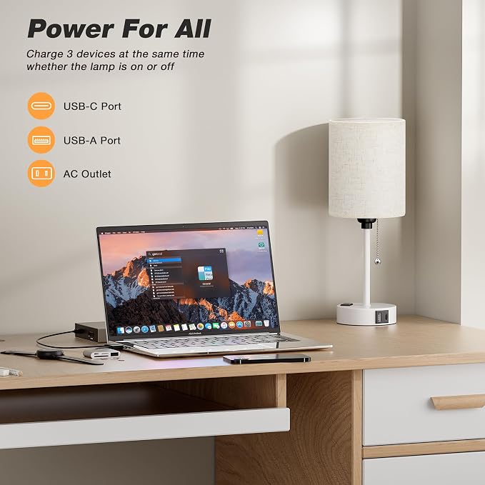Small Bedside Lamp for Bedroom Nightstand - Image 3
