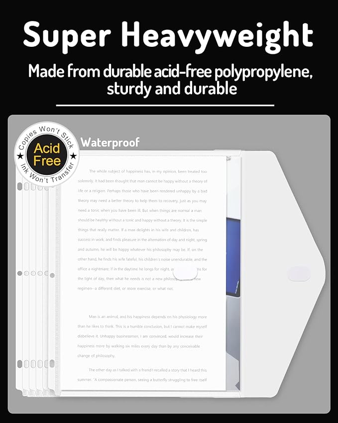 Forvencer Binder Pocket, 24 Pack Super Heavyweight Poly Binder Pocket - Image 3