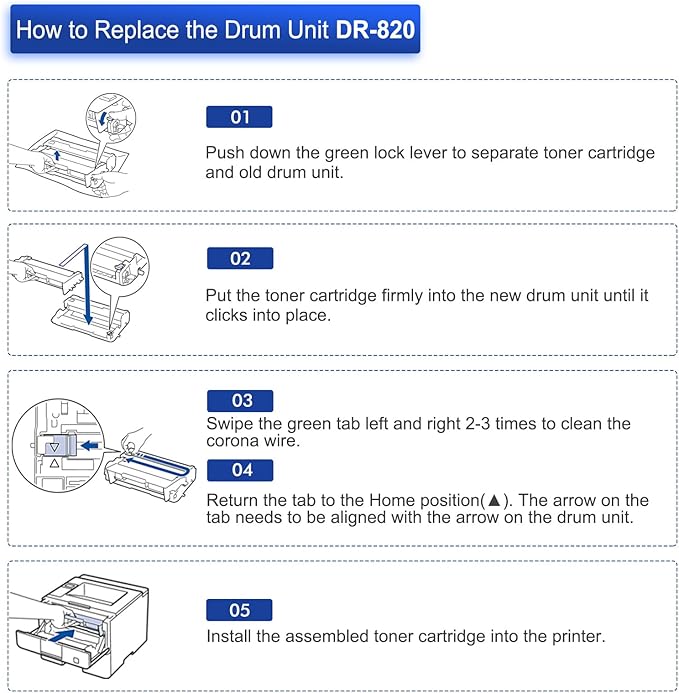 DR820 Drum Unit DR-820 DR 820 HL-L6200DW Compatible Replacement for Brother DR820 for HL-L6200DW HLL6200DW L6200DW MFC-L5850DW MFC-L5900DW MFC-L5700DW HL-L5200DW L5200DWT Printer Drum Unit 2PK-DeskLoop Office