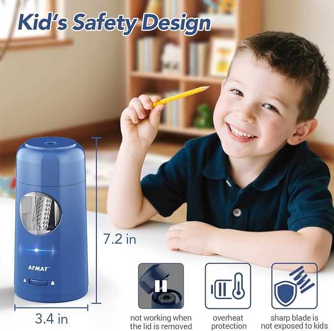 AFMAT Electric Pencil Sharpener, Rechargeable Fully Automatic Pencil Sharpener - Image 7