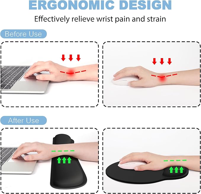 Ergonomic Mouse Pad with Wrist Rest and Keyboard Wrist Rest, Mousepad and Wrist - Image 2
