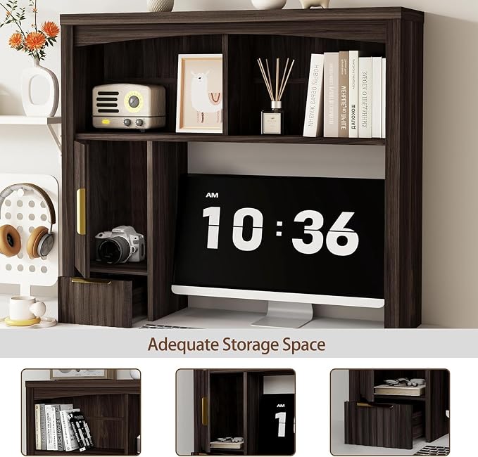 Desktop Shelf, Wooden Desk Hutch - Image 4