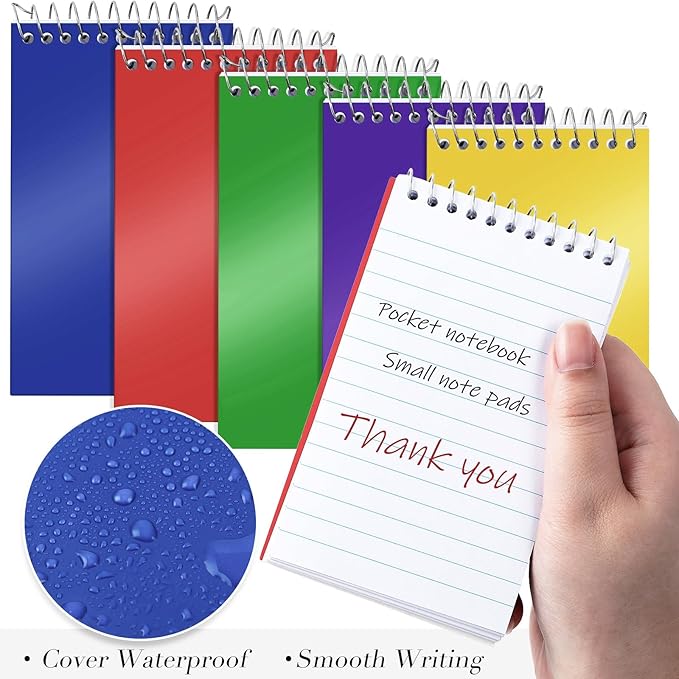 Leinuosen 100 Pcs Spiral Memo Pads 3x5 Inch 75 Sheets College Ruled Small Pocket Notebooks Little Mini Notepads Bulk Top Bound Lined Note Pads for Home School Office Travel Work (Bright Color)-DeskLoop Office