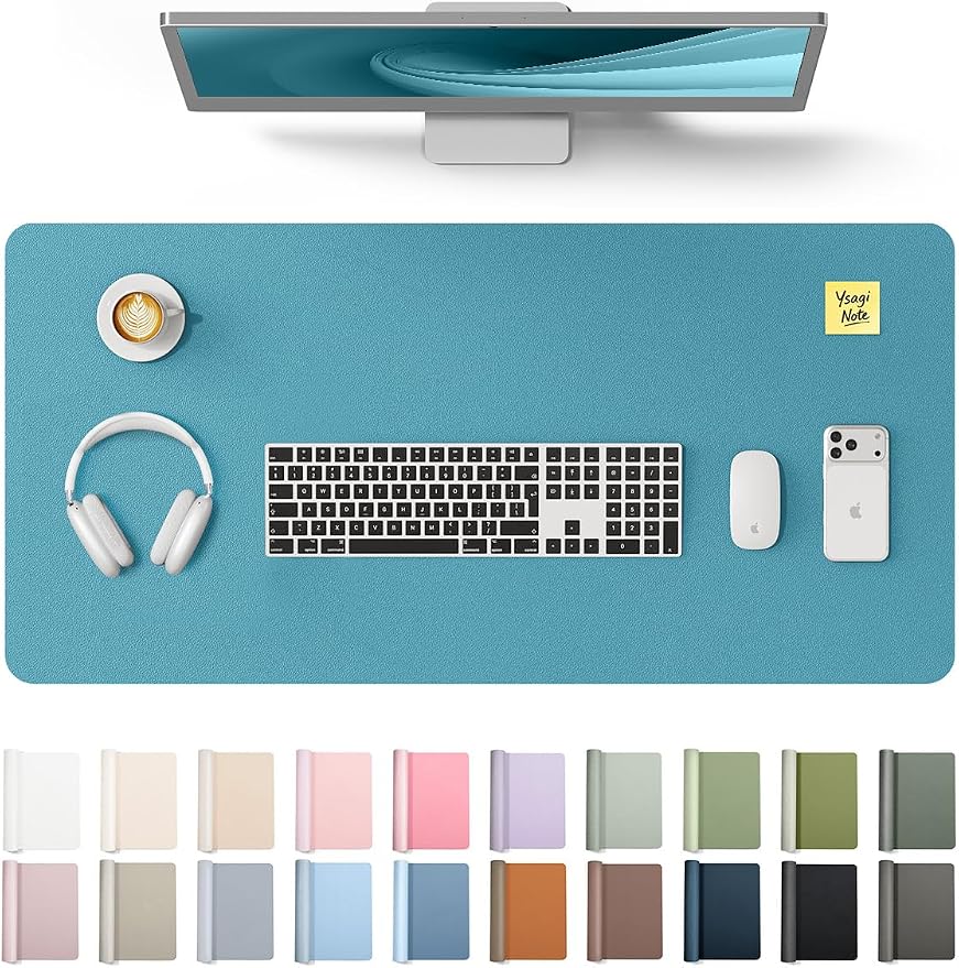 YSAGi Leather Desk Pad Protector, Office Desk Mat, Large Mouse Pad, Non-Slip PU by YSAGi