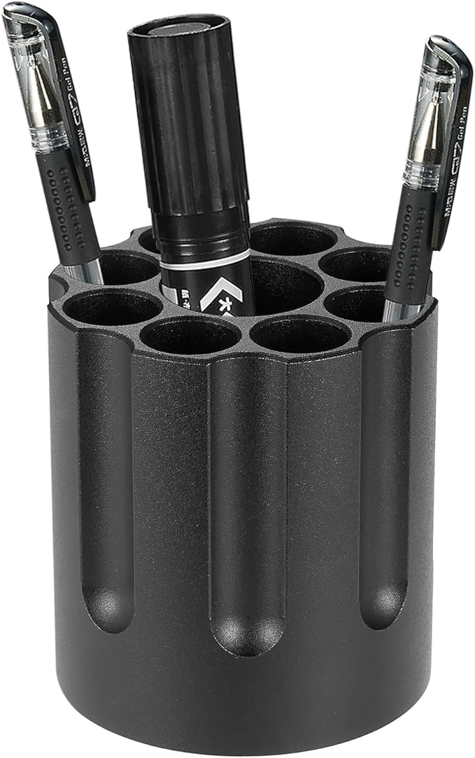 Metal pen holder, Revolver magazine design pencil holder, All aluminum office supplies storage-DeskLoop Office