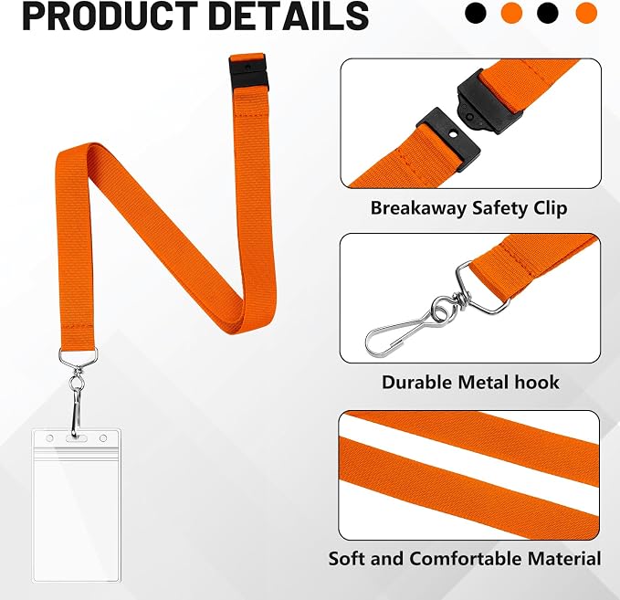 100-Pack Orange Breakaway Lanyards - Image 4