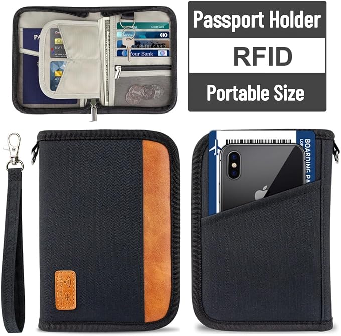 Passport Holder for Famliy Travel Wallet Passport Wallet Document RFID Blocking - Image 3