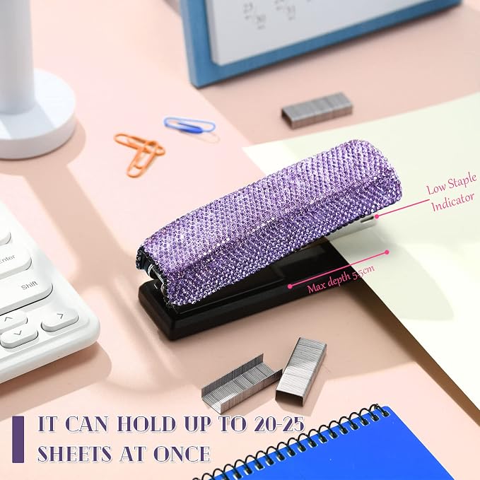 Yexiya Purple Sparkle Bling Stapler - Image 4