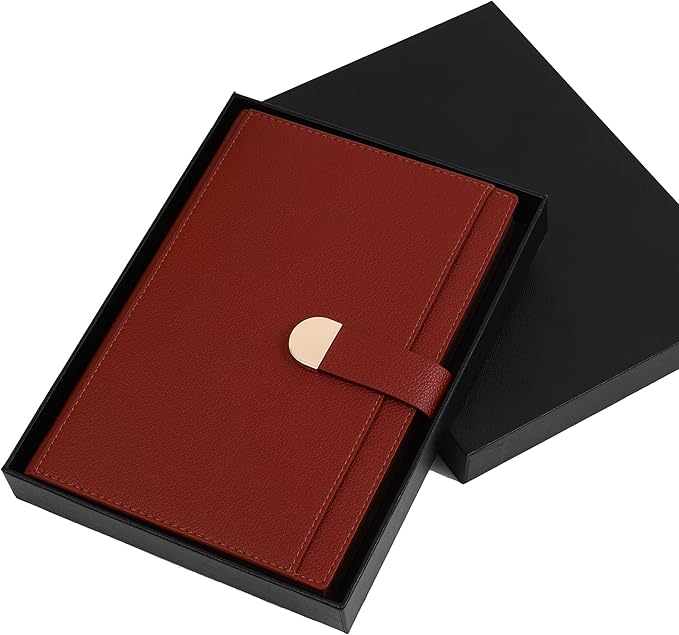 Textured Hardcover Lined Journal for Women Men Magnetic Buckle A5 Leather Journal Notebook with Gift Box 300 Pages 67 lb./100 gsm Paper College Ruled Journaling Notebook for Writing Work School Daily Diary-DeskLoop Office