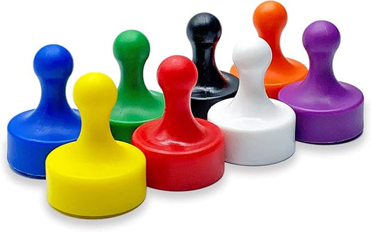 GLASSBOARD STUDIO Powerful Neodymium Magnets, Pawn-Shaped - Strong Fridge/Refrigerator and Whiteboard Magnet, Ideal for Office, Kitchen, Crafts - Rare Earth, Heavy Duty (8, Multi-Color)-DeskLoop Office