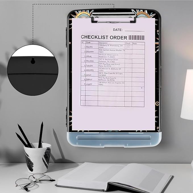 Clipboard with Storage, Storage Clipboard with Pen Holder, Heavy Duty Plastic - Image 4