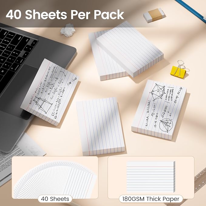Index Cards 4x6, 400 Sheets, Ruled White Flash Cards - Image 4