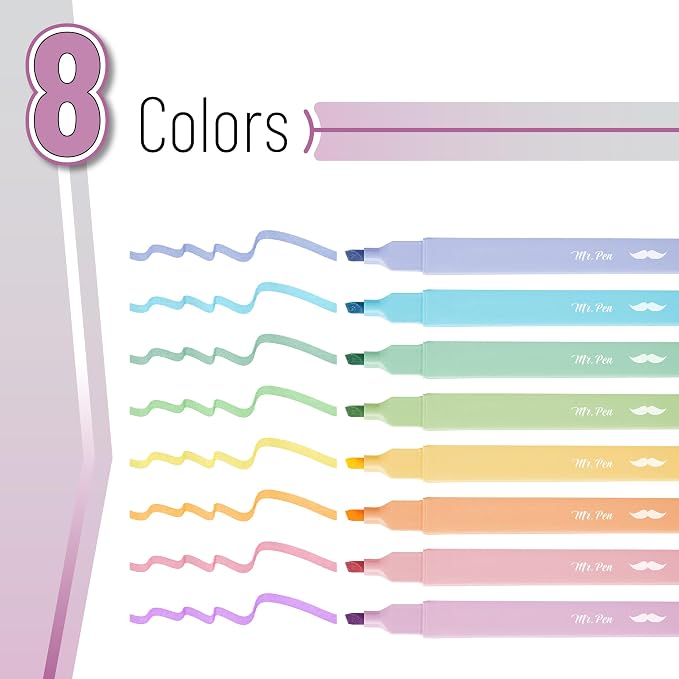 Mr. Pen- Aesthetic Highlighters No Bleed, 8 Pack, Cute Highlighters Assorted - Image 2