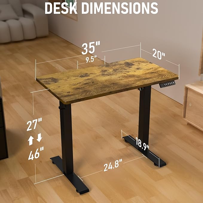 35 * 20 Electric Standing Desk, Adjustable Height Sit Stand Up Desk, Motorized Home Office Computer Gaming Workstation Desk-DeskLoop Office