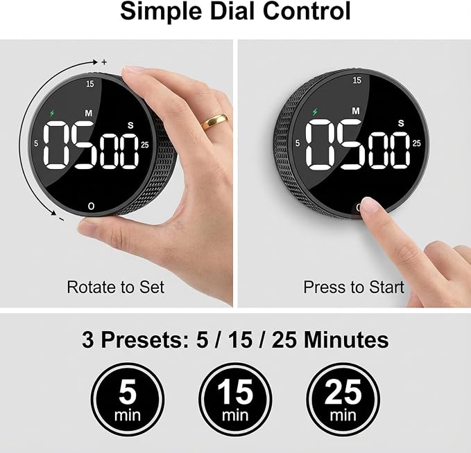 Rechargeable Magnetic Kitchen Timer, LED Countdown/Count-Up Timer, Supports - Image 4
