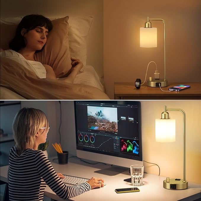 Innqoo Industrial Table Lamps for Bedroom Set of 2 - Image 6