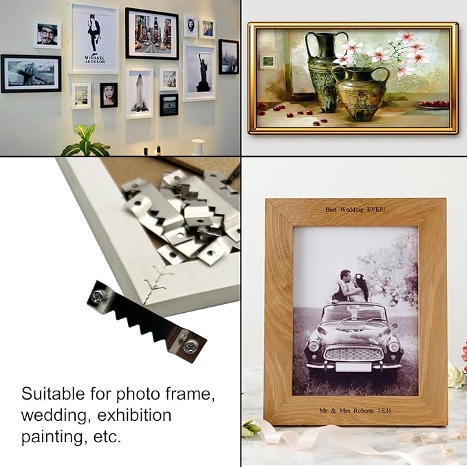 50 Pack Large Sawtooth Picture Hangers Steel Picture Hangers Picture Frames Hangers with Screws Picture Hang Solutions, for Hanging Clock Paintings Artwork Picture Frame Hook Photos (Silver)-DeskLoop Office