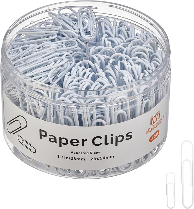 NEEWAY 450pcs Paper Clips Assorted Sizes, Small and Large Paper Clips, Coated by NEEWAY