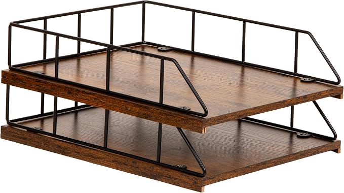 Mind Reader 2-Tier Rustic Letter Tray Organizer - Image 7